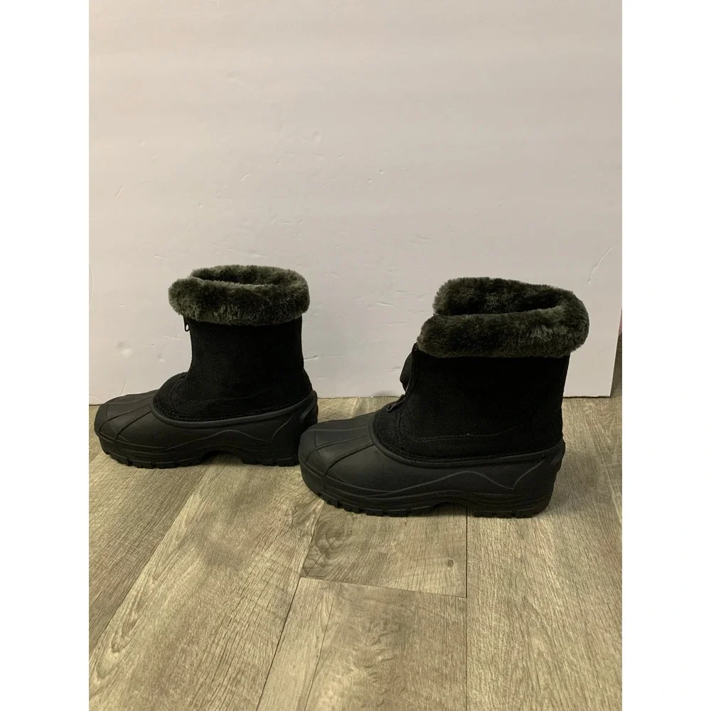 Itasca Snowslide Winter Boots 3M Thinsulate Waterproof Warm Black Fur Shoes 8